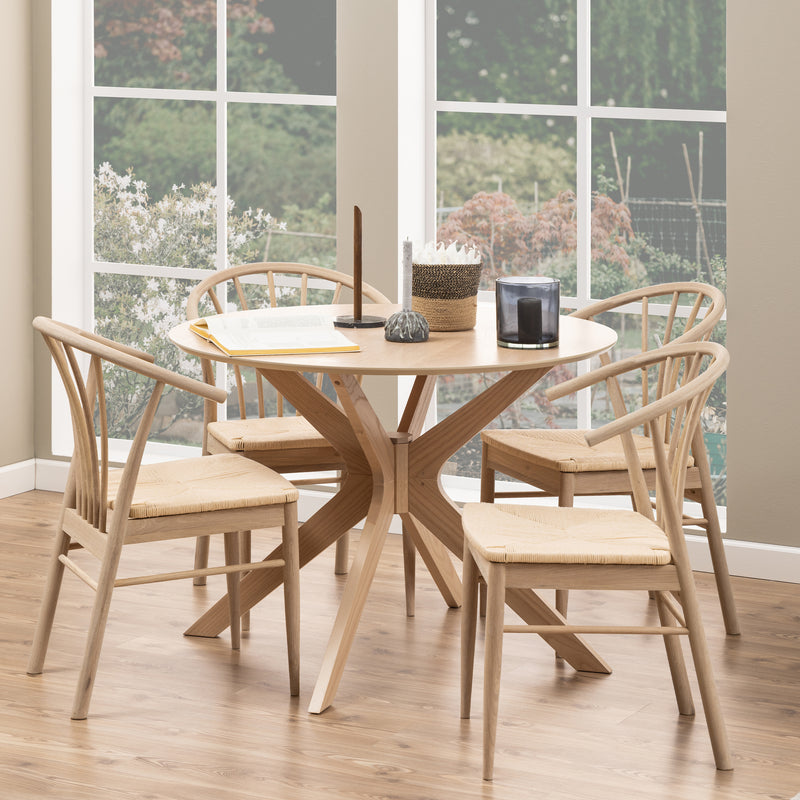 Cassandra Dining Chair with Armrest in White Oak Set of 2 — alternative angle