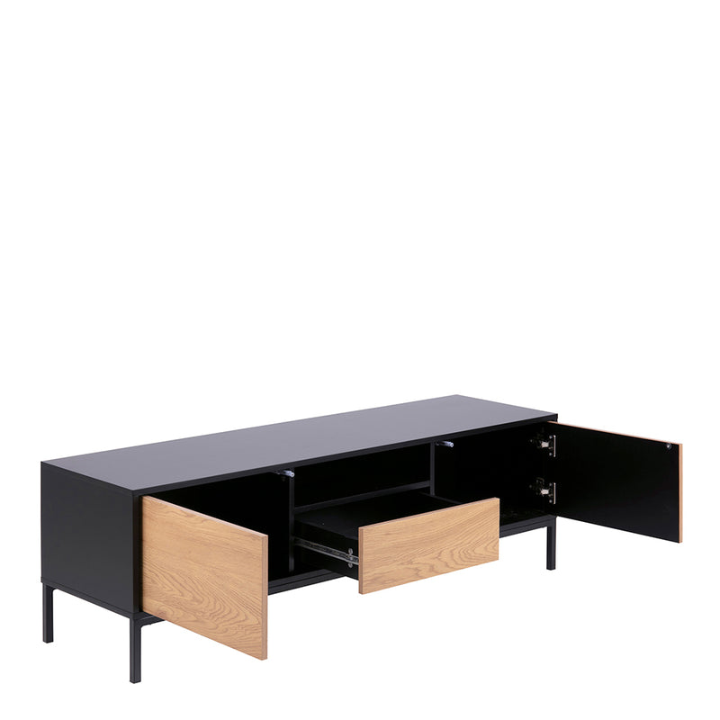 Seaford TV Unit 2 Doors 1 Drawer in Black & Oak — alternative angle