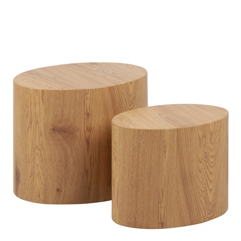 Mice Oval Coffee Table in Oak Set of 2 — front view