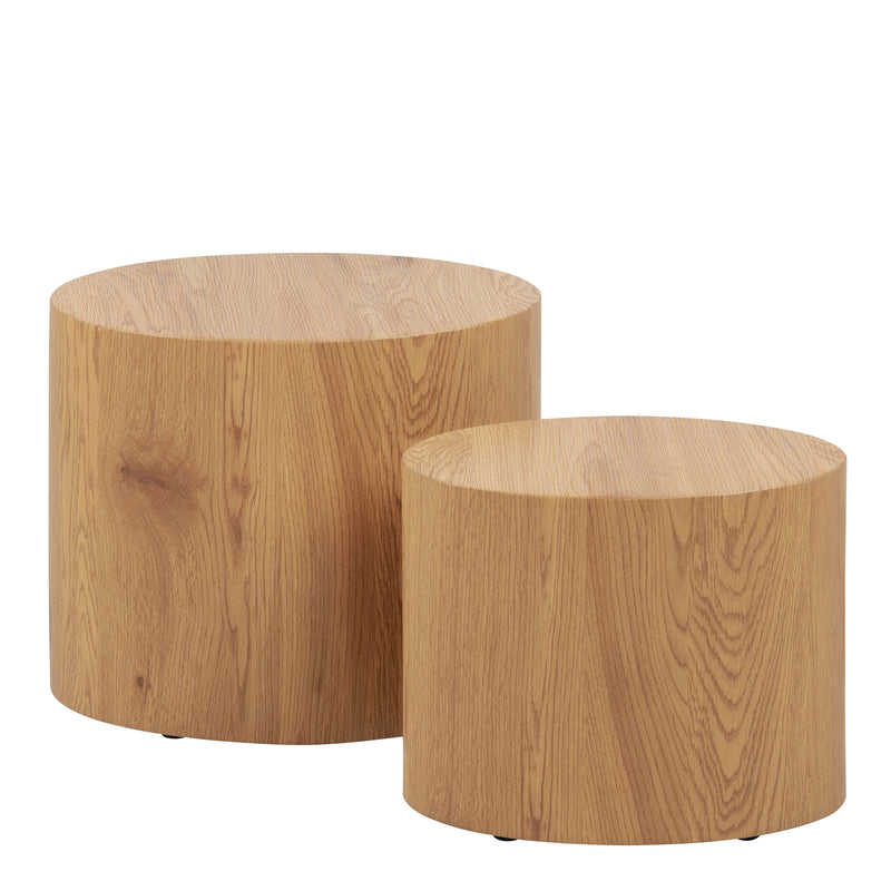 Mice Oval Coffee Table in Oak Set of 2 — side angle