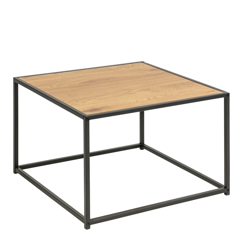 Seaford Black Metal Coffee Table with Oak Top — front view