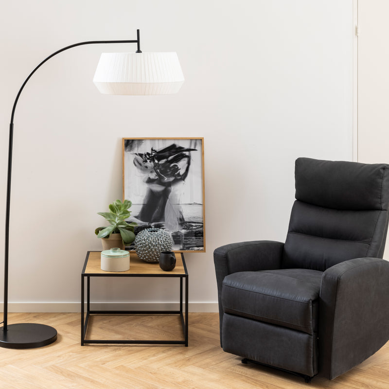 Seaford Black Metal Coffee Table with Oak Top — alternative angle