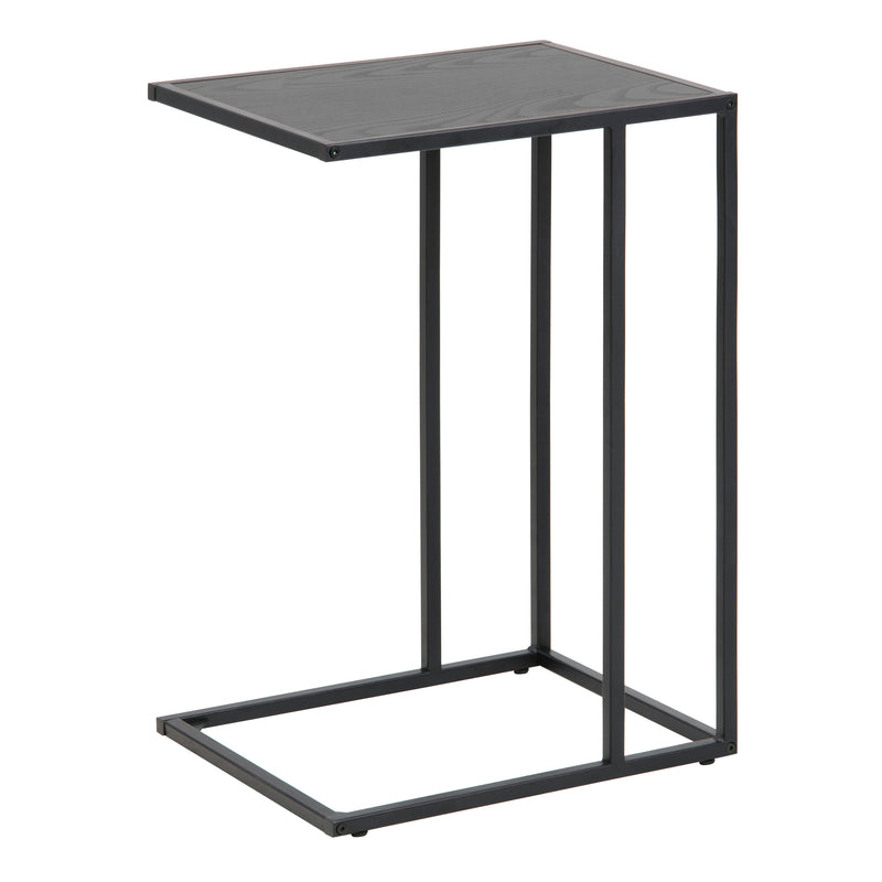 Seaford Black Metal Side Table with Black Top — front view
