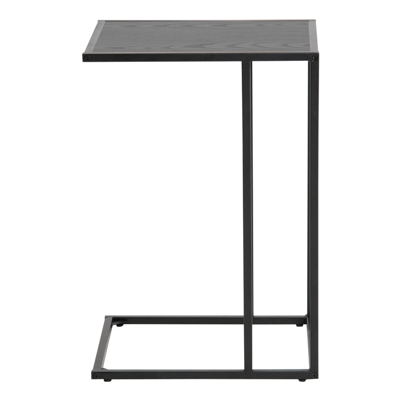 Seaford Black Metal Side Table with Black Top — side angle