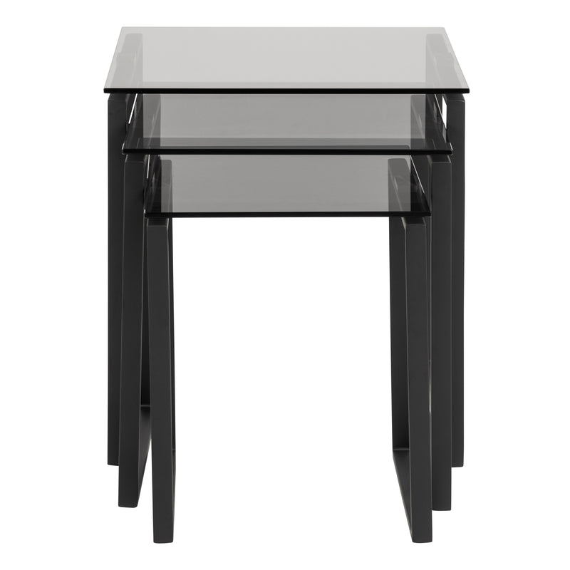 Katrine Nest of Tables with Smoked Glass Top Set of 3 — detail view