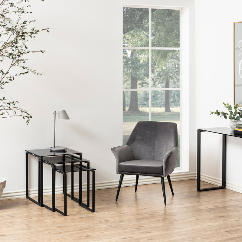 Katrine Nest of Tables with Smoked Glass Top Set of 3 — alternative angle