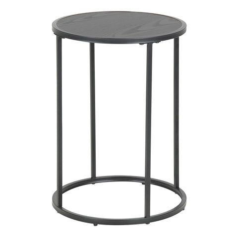Seaford Black Metal Small Round Side Table with Black Top — front view