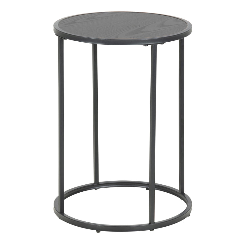 Seaford Black Metal Small Round Side Table with Black Top — front view