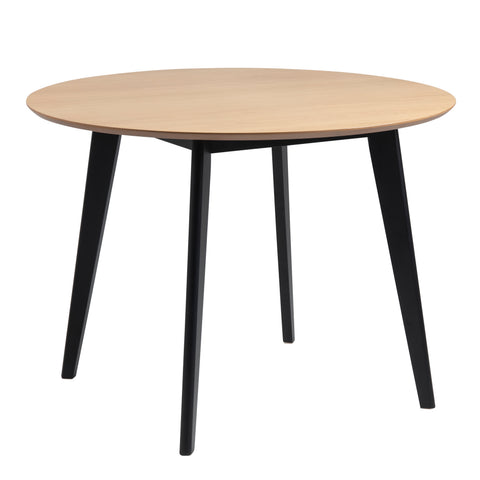 Roxby Round Dining Table in Oak & Black 105cm — front view