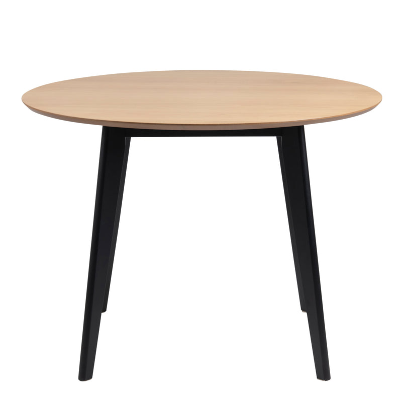 Roxby Round Dining Table in Oak & Black 105cm — side angle