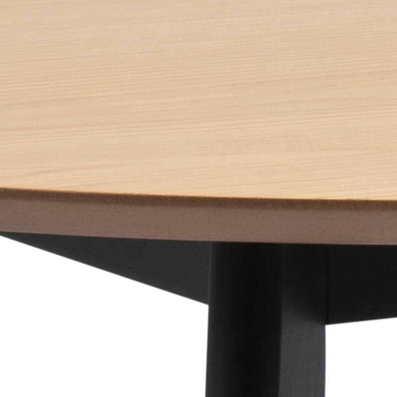 Roxby Round Dining Table in Oak & Black 105cm includes 4 Roxby Dining Chairs in Black and Oak — alternative angle