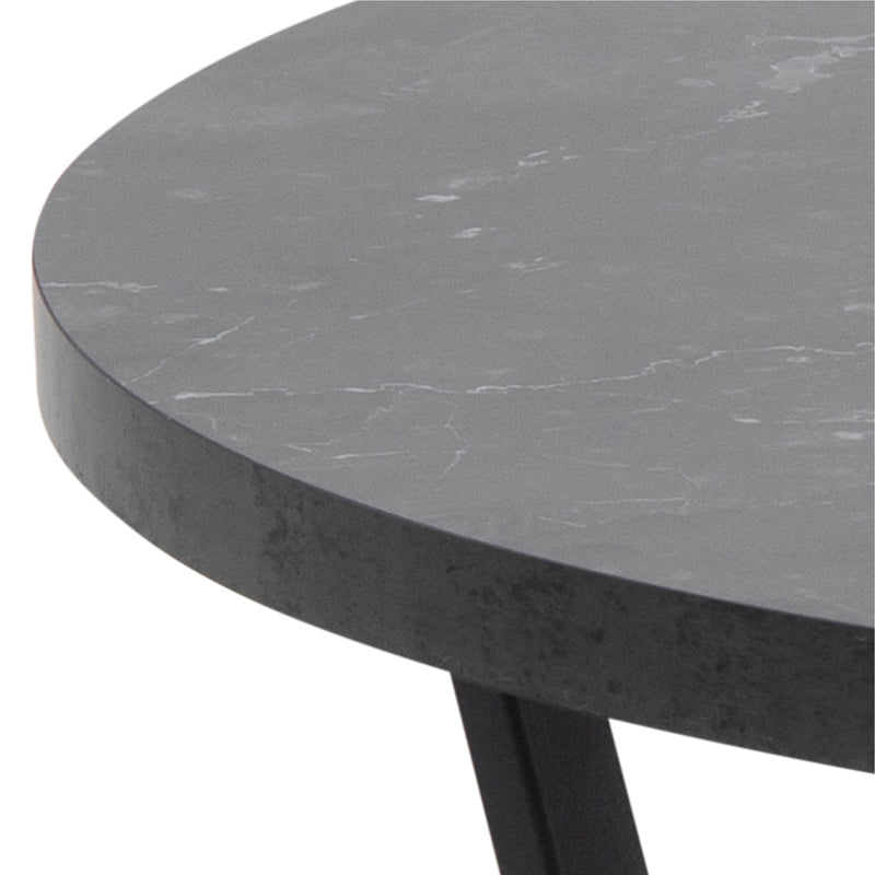 Amble Round Coffee Table with Black Marble Melamine Top & Black Legs — alternative angle