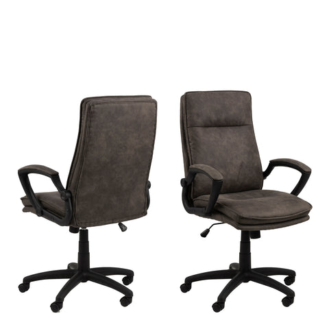 Brad Swivel Desk Chair with Armrest in Black — front view