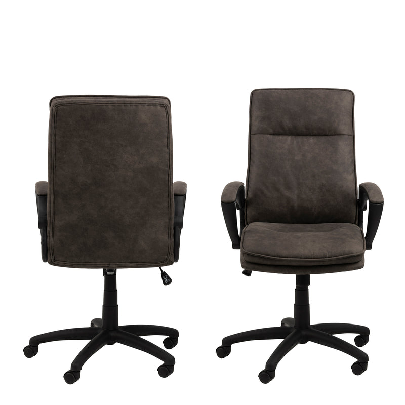 Brad Swivel Desk Chair with Armrest in Black — side angle