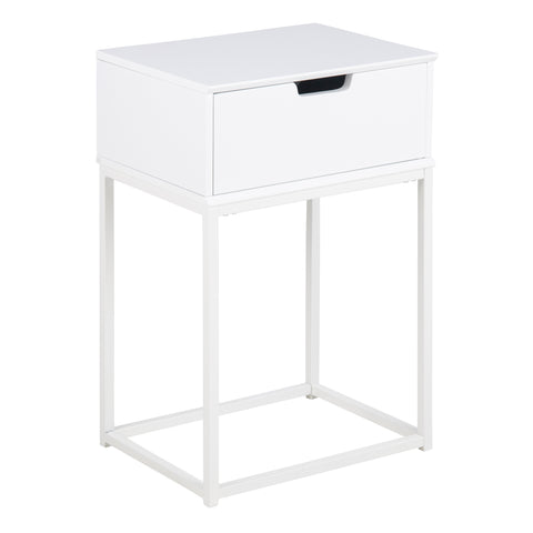 Mitra 1 Drawer Bedside Table in White — front view