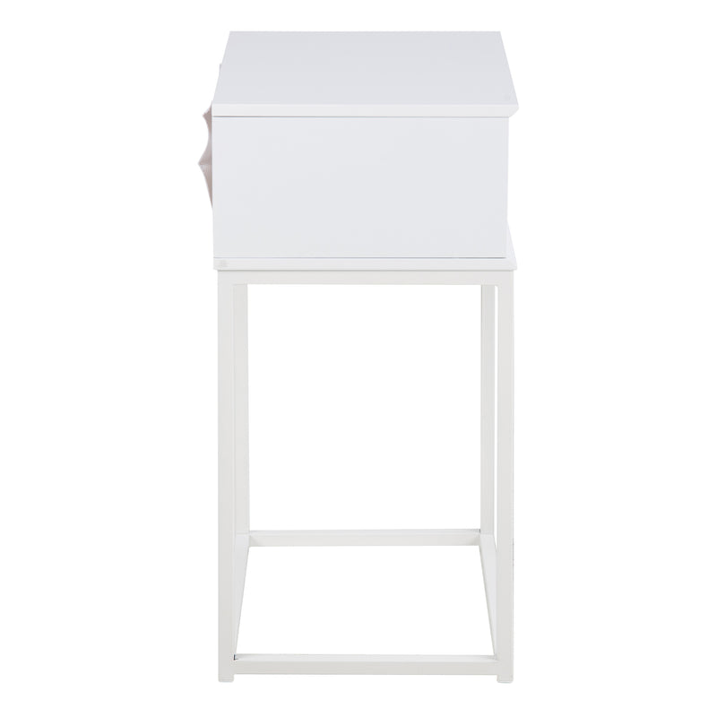 Mitra 1 Drawer Bedside Table in White — detail view