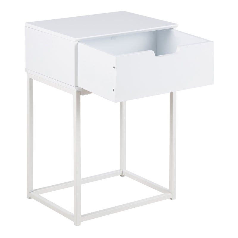 Mitra 1 Drawer Bedside Table in White — alternative angle
