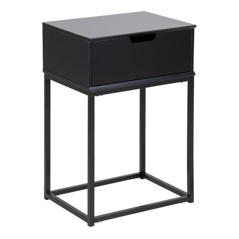 Mitra 1 Drawer Bedside Table in Black — front view