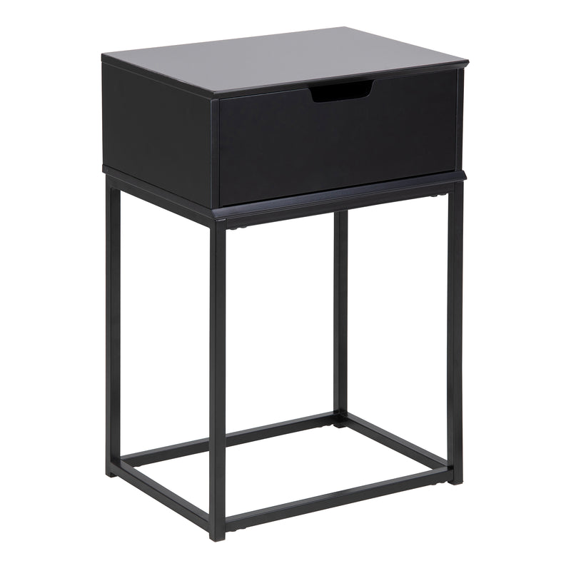 Mitra 1 Drawer Bedside Table in Black — front view