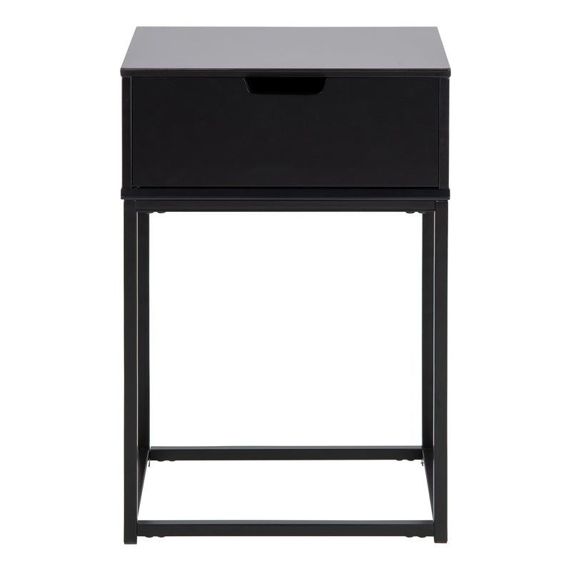 Mitra 1 Drawer Bedside Table in Black — side angle