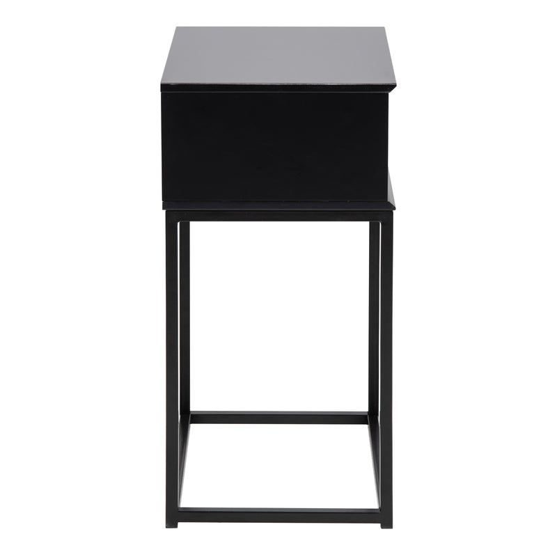 Mitra 1 Drawer Bedside Table in Black — detail view