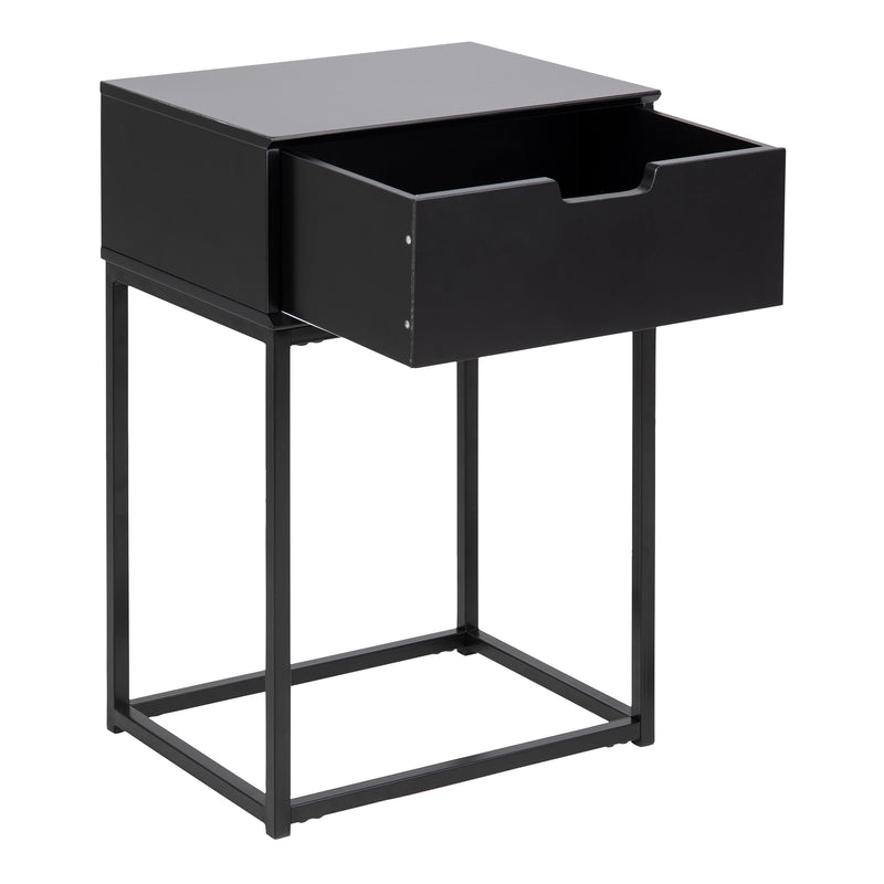 Mitra 1 Drawer Bedside Table in Black — alternative angle