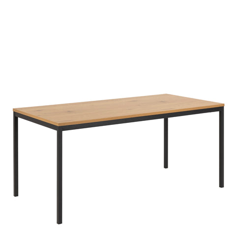 Seaford Dining Table in Black & Oak 160x80cm — front view