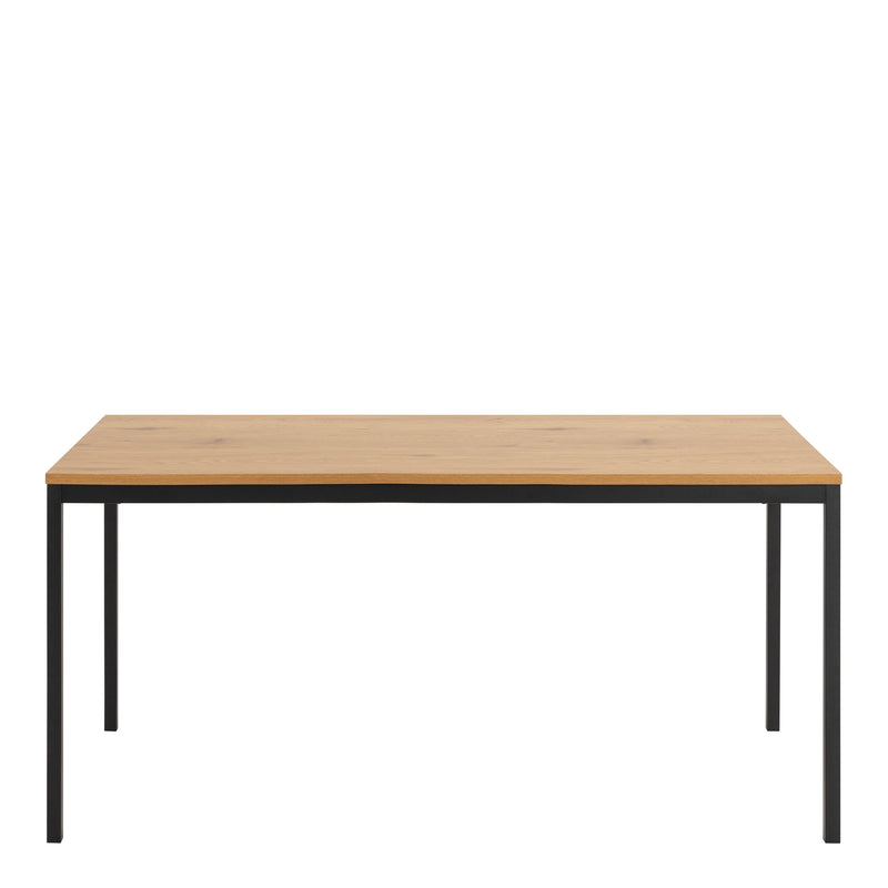 Seaford Dining Table in Black & Oak 160x80cm — side angle