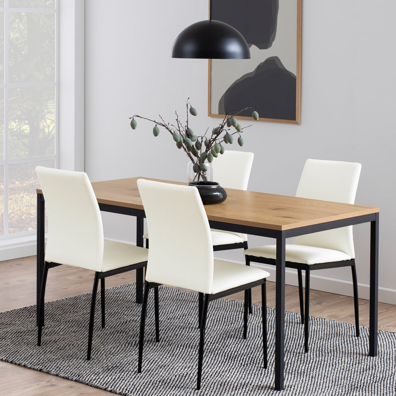 Seaford Dining Table in Black & Oak 160x80cm — detail view