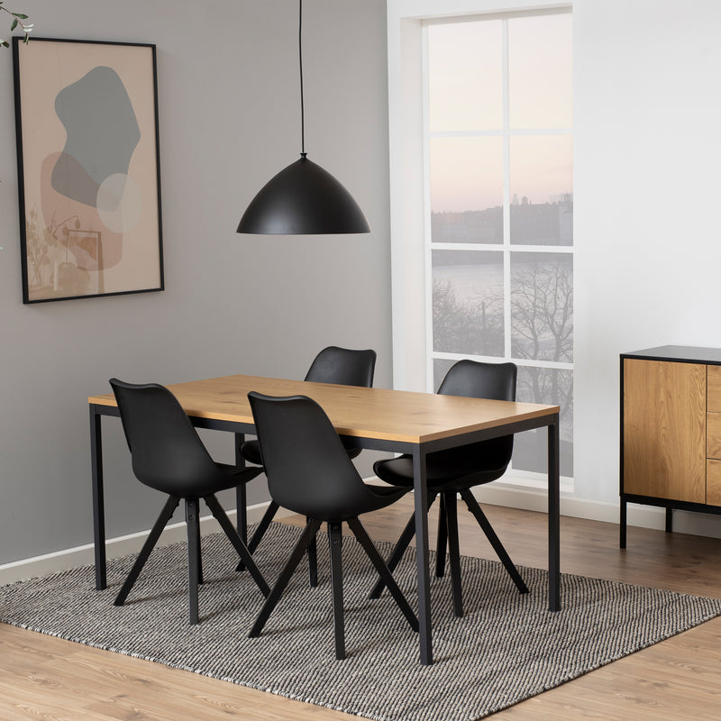 Seaford Dining Table in Black & Oak 160x80cm — alternative angle