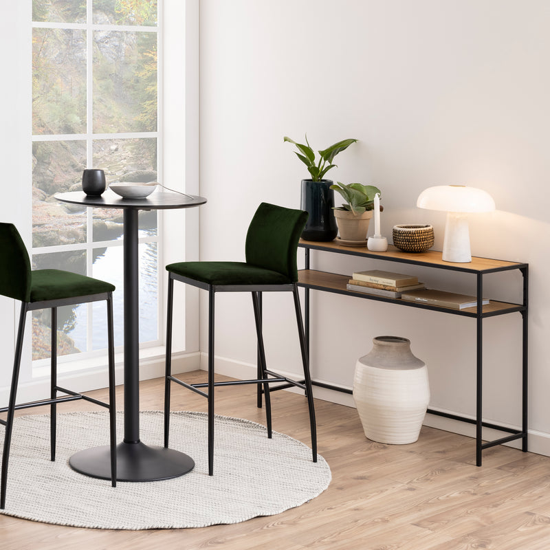 Seaford Black Metal Console Table with Oak Top — alternative angle