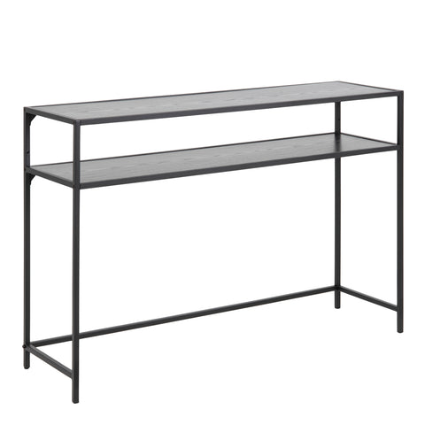 Seaford Black Metal Console Table with Black Top — front view