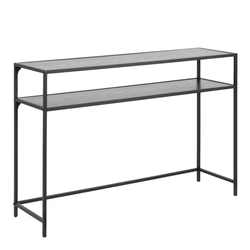 Seaford Black Metal Console Table with Black Top — front view