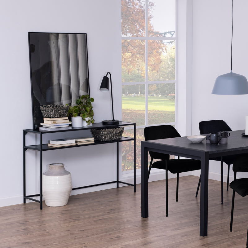 Seaford Black Metal Console Table with Black Top — view