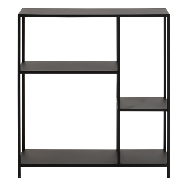Newcastle Asymmetrical Bookcase with 3 Shelves in Matt Black — side angle
