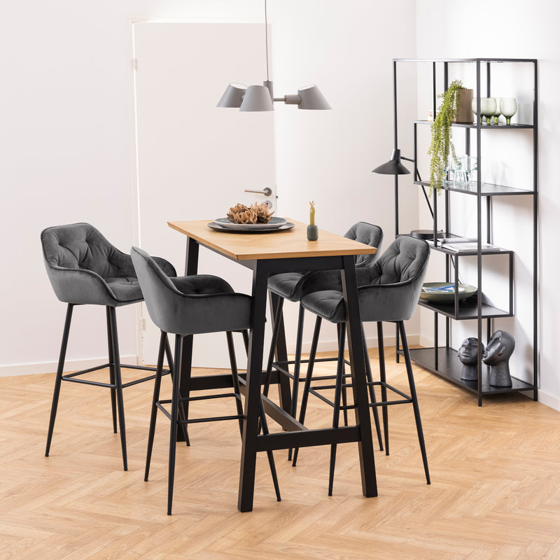 Seaford Black Metal Large Asymmetrical Bookcase with 5 Black Shelves — alternative angle