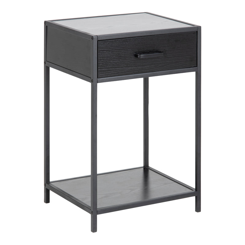 Seaford Bedside Table with 1 Drawer in Black — front view