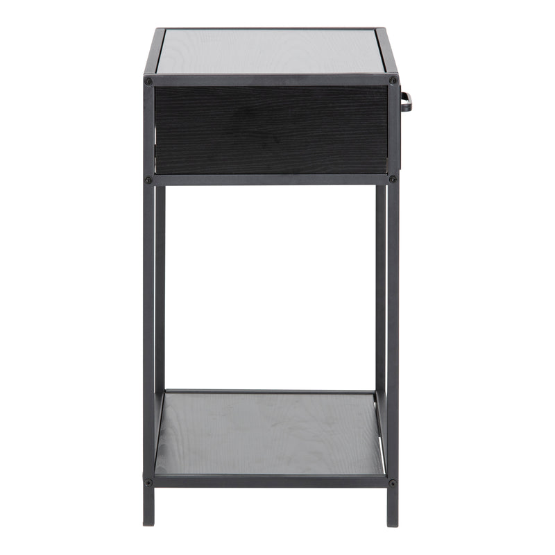 Seaford Bedside Table with 1 Drawer in Black — detail view