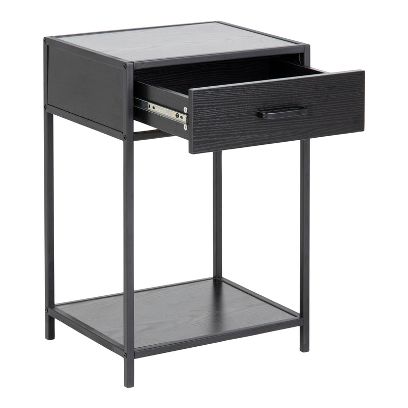Seaford Bedside Table with 1 Drawer in Black — alternative angle