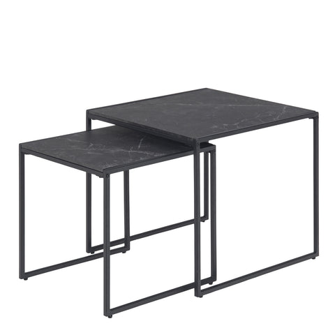 Infinity Nest of Tables in Black Matt Set of 2 — front view