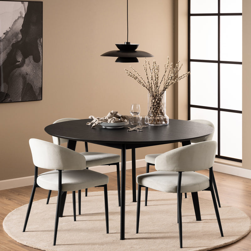 Roxby Round Dining Table in Black 140cm — detail view