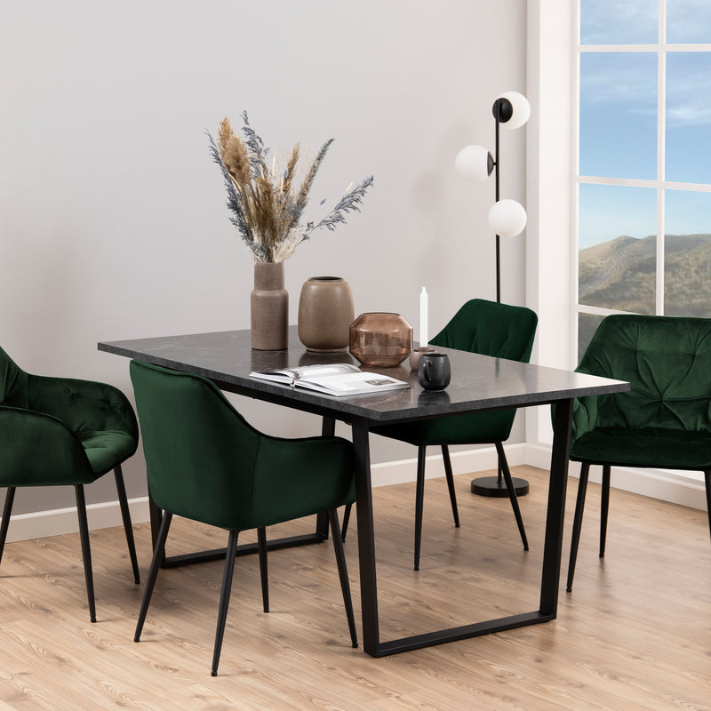Amble Dining Table with Black Marble Melamine Top & Black Legs — alternative angle