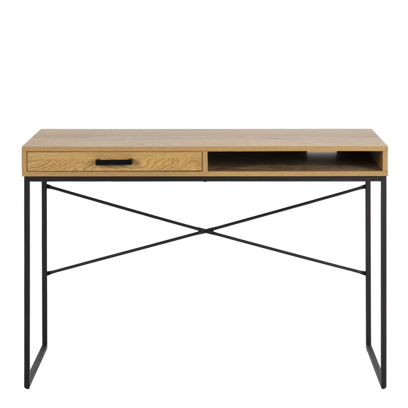 Seaford Office Desk with 1 Drawer in Oak — side angle