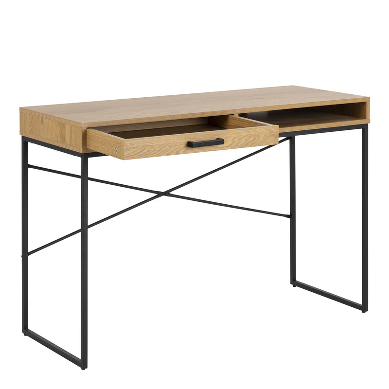 Seaford Office Desk with 1 Drawer in Oak — detail view