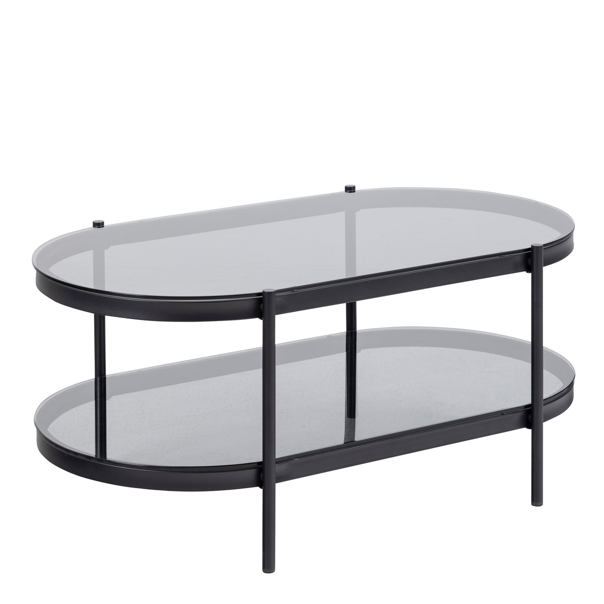 Bayonne Oval Coffee Table with Smoked Glass Top — front view