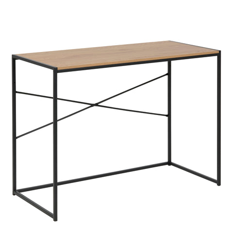 Seaford Office Desk in Black & Oak — front view