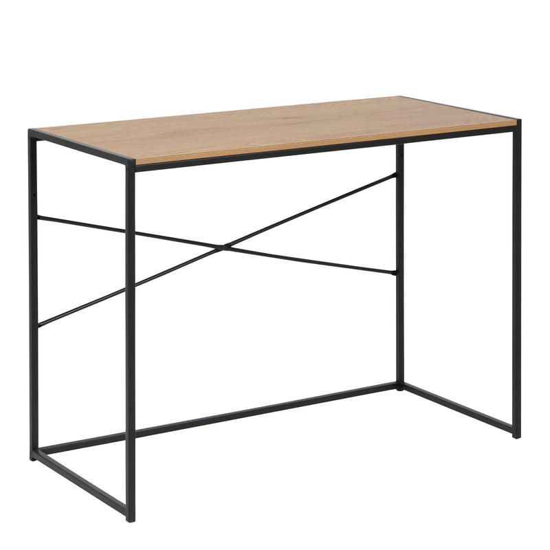Seaford Office Desk in Black & Oak — front view