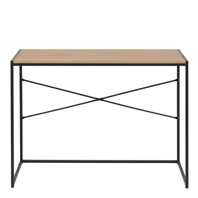 Seaford Office Desk in Black & Oak — side angle