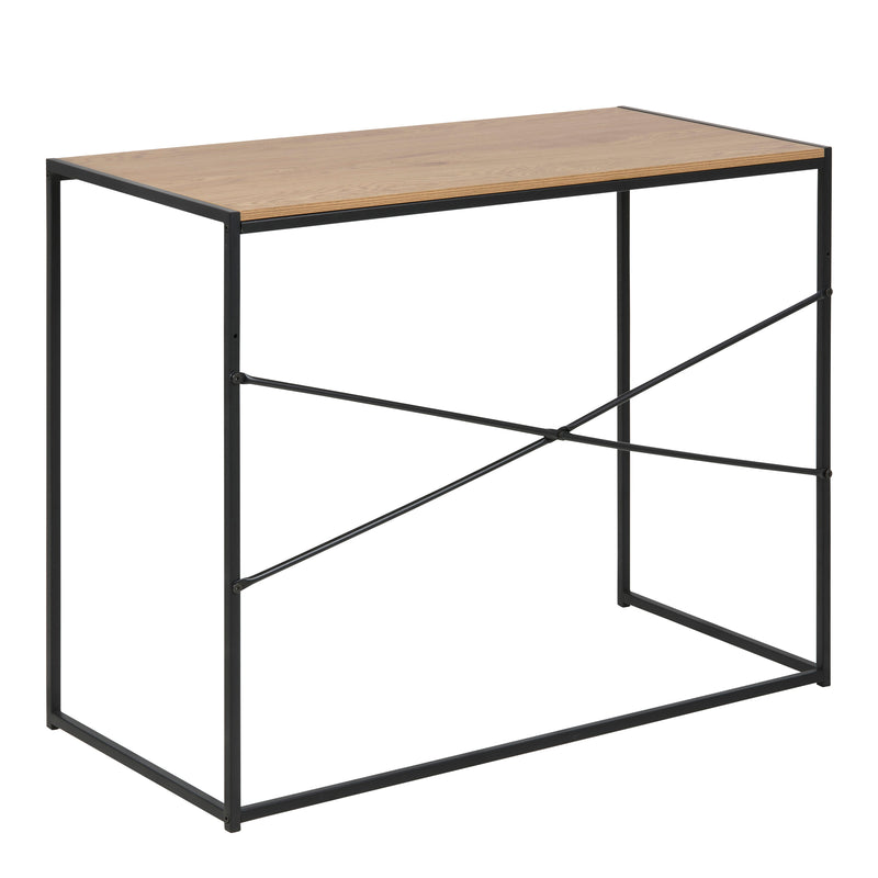 Seaford Office Desk in Black & Oak — detail view