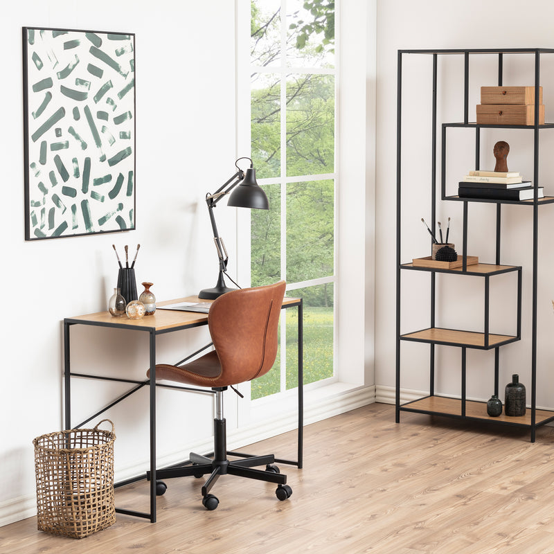 Seaford Office Desk in Black & Oak — alternative angle